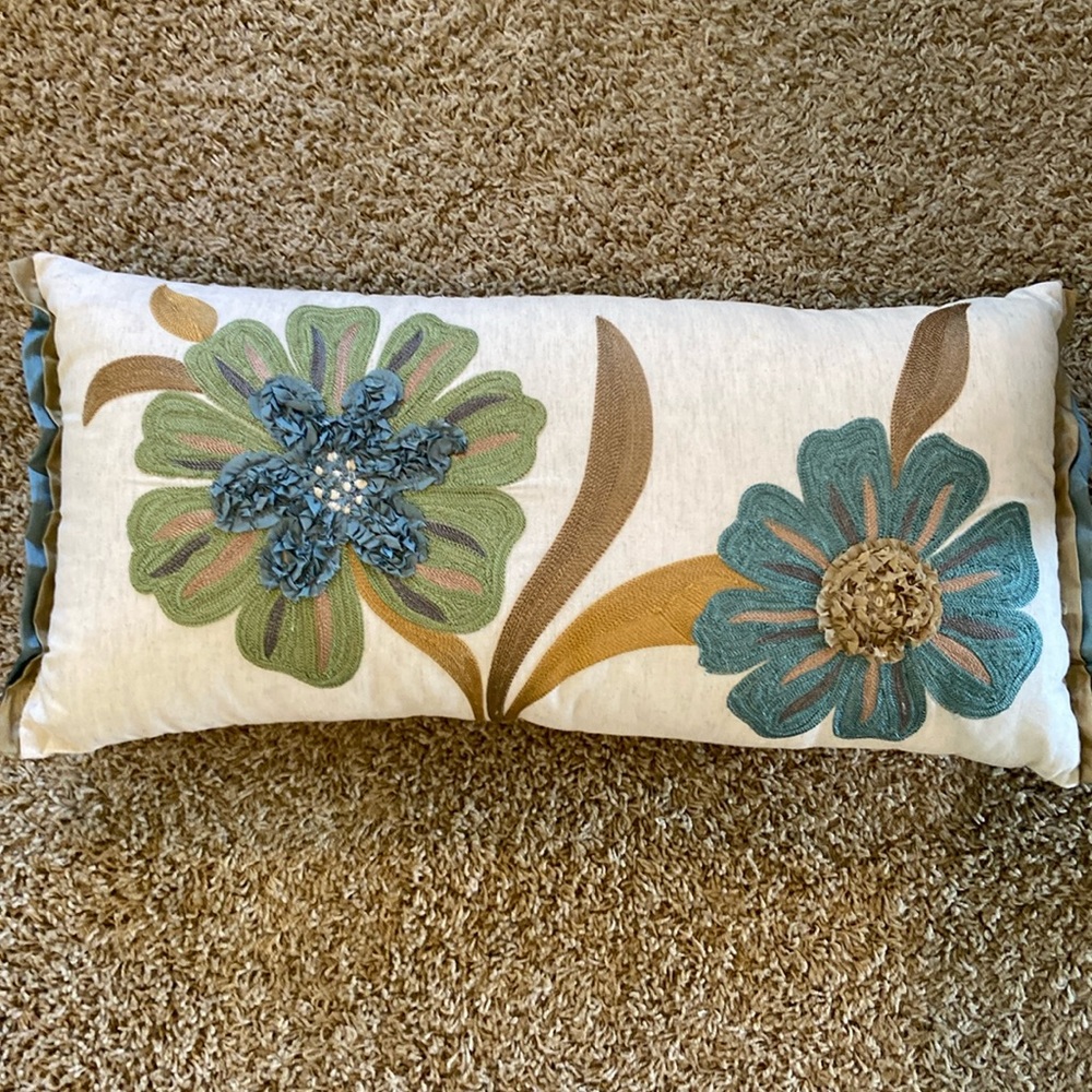 Pier One green and blue lumbar pillow cover and insert.